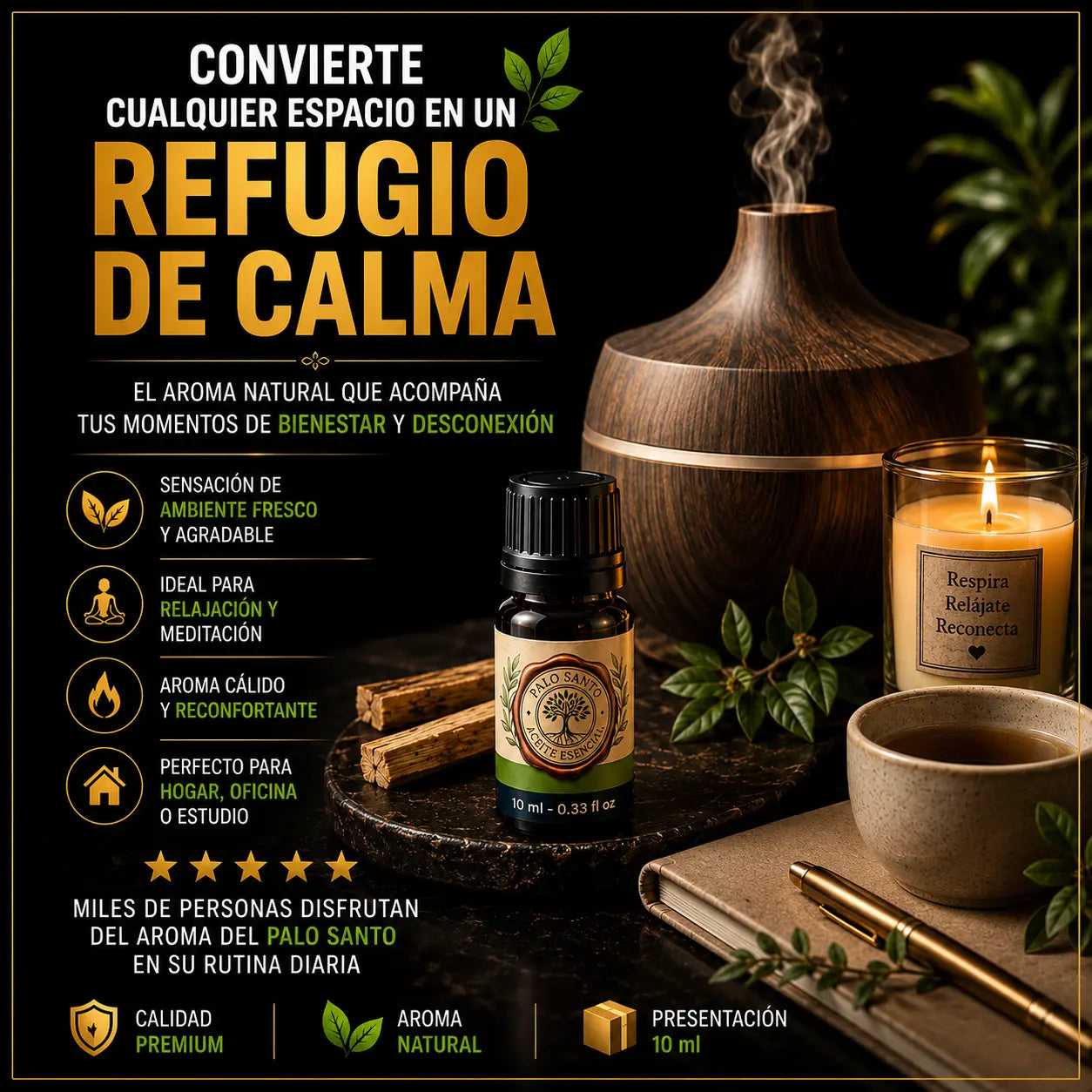 Aceite Esencial de Palo Santo 100% Puro