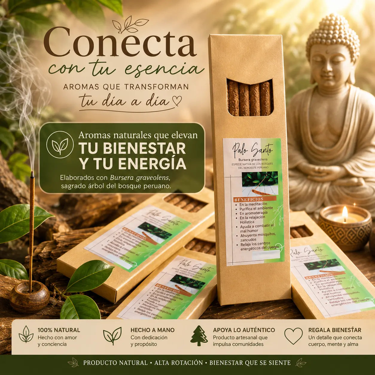 🌿 Incienso de Palo Santo 100% Puro