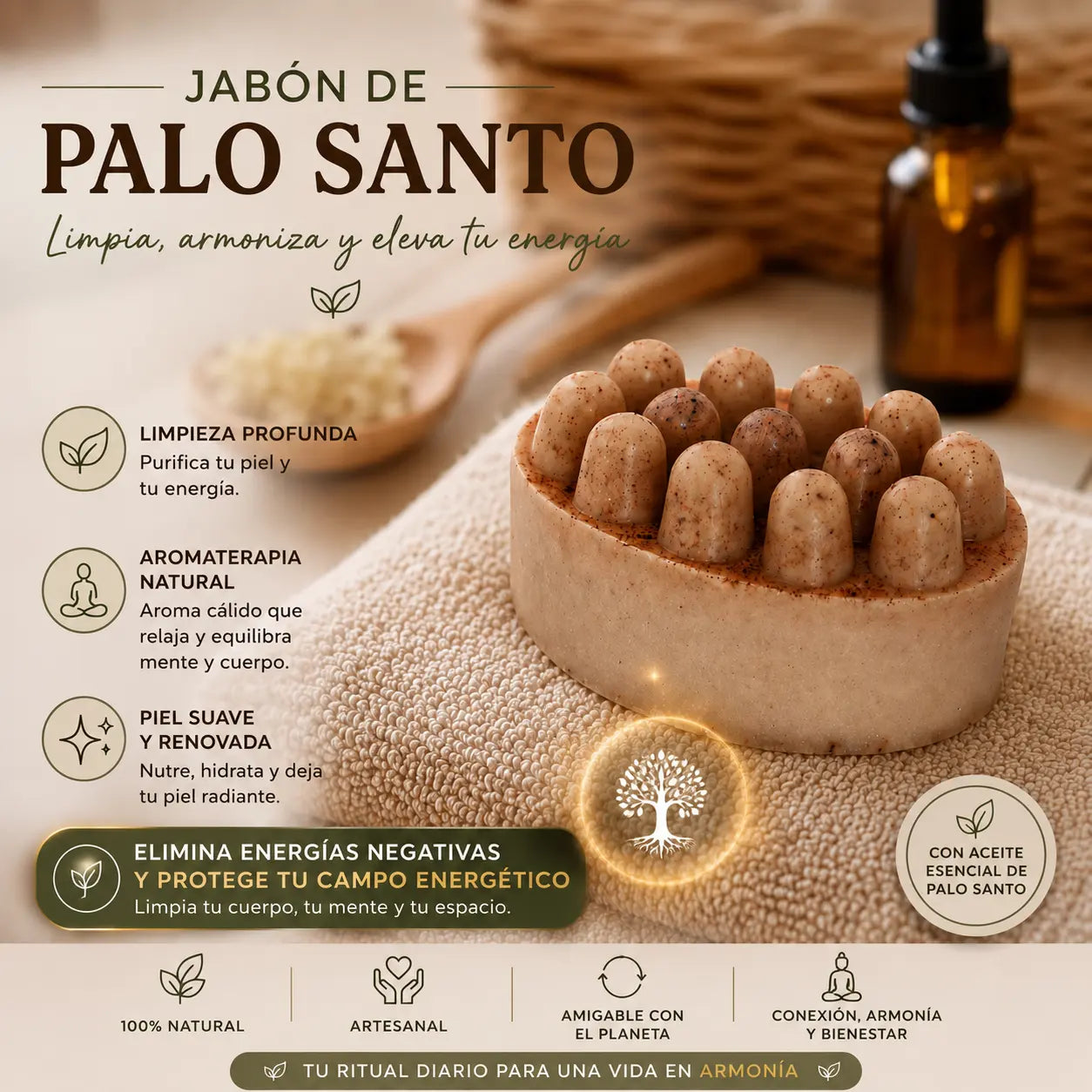 🌿 Jabón Artesanal de Palo Santo Natural